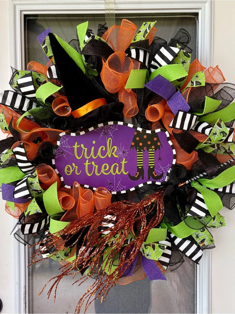 Halloween 'Trick or Treat' Decorative Witch Wreath